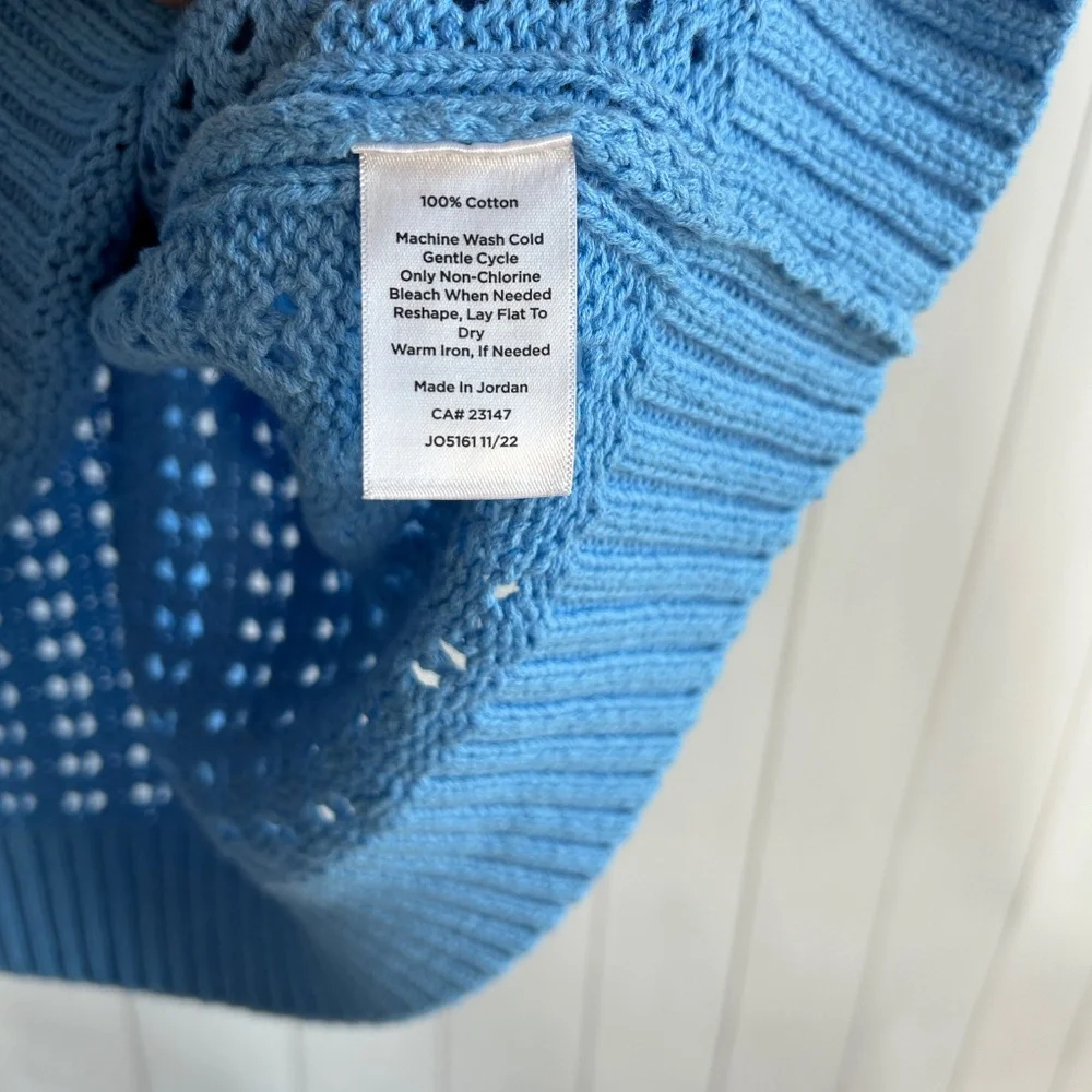 Talbots plus size 3X open knit raglan sweater pullover blue 100% cotton NEW - Picture 12 of 12